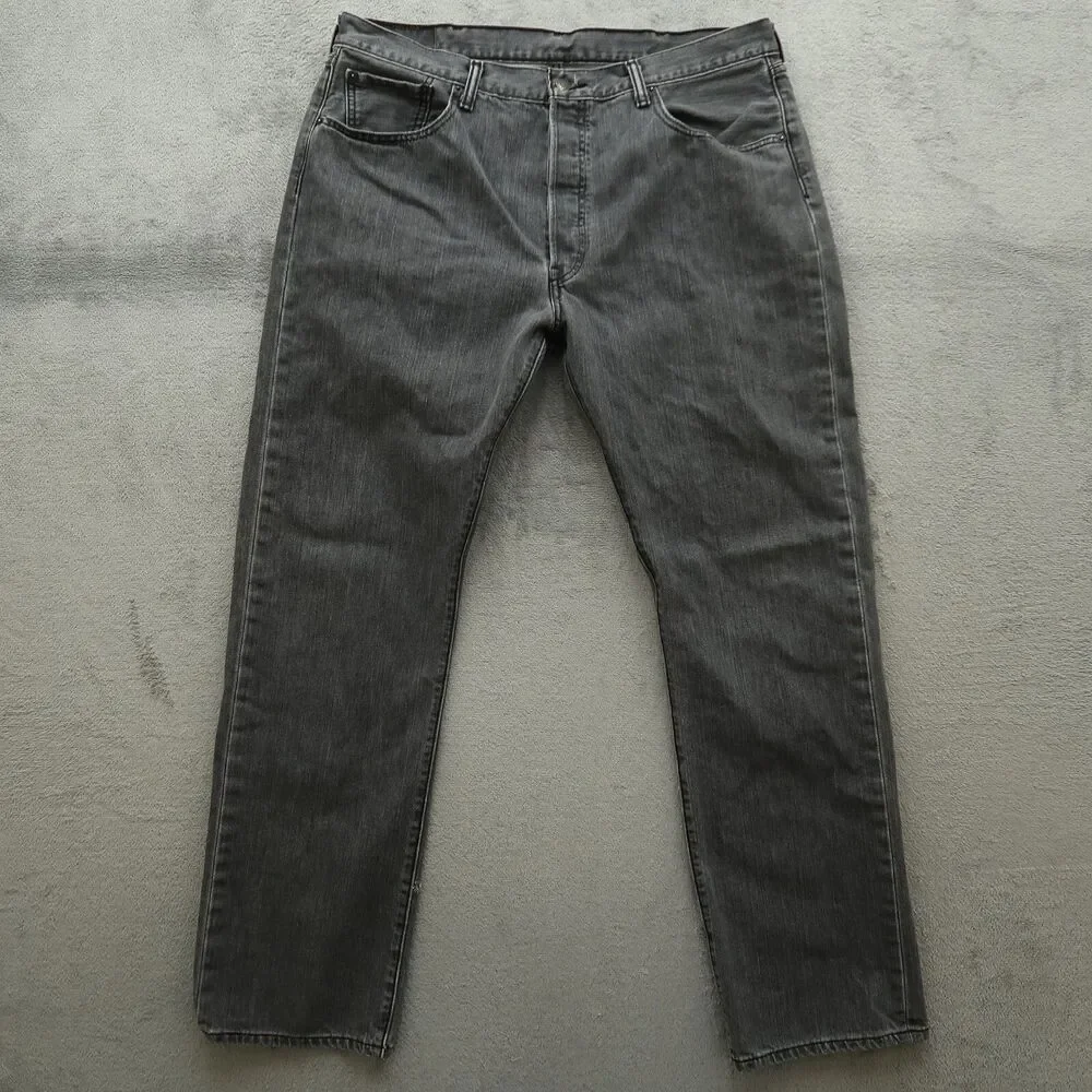 Levi's 501 Jeans Mens Size 38x34 Gray Original Fit Button Fly Straight Denim